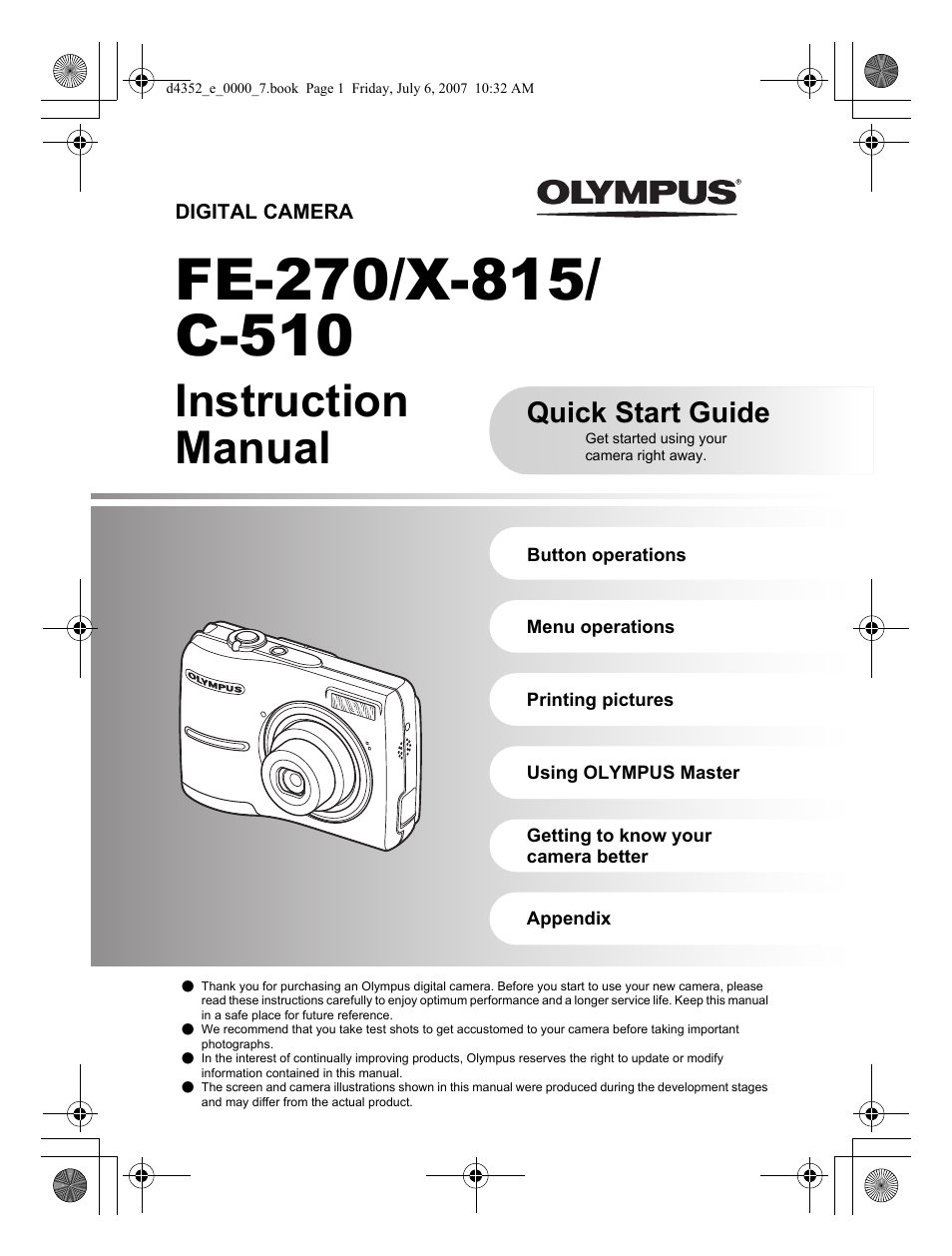 Olympus FE-270 User Manual | 60 pages