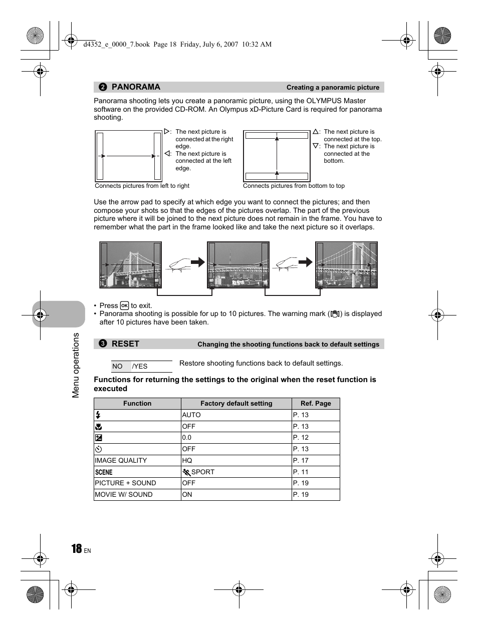 Menu operations | Olympus FE-270 User Manual | Page 18 / 60