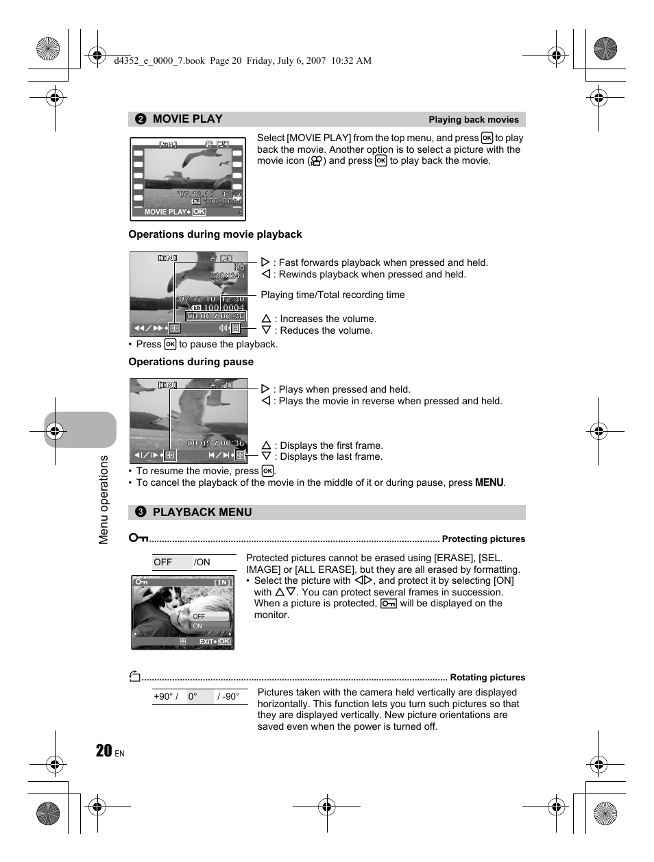 Menu operations | Olympus FE-270 User Manual | Page 20 / 60