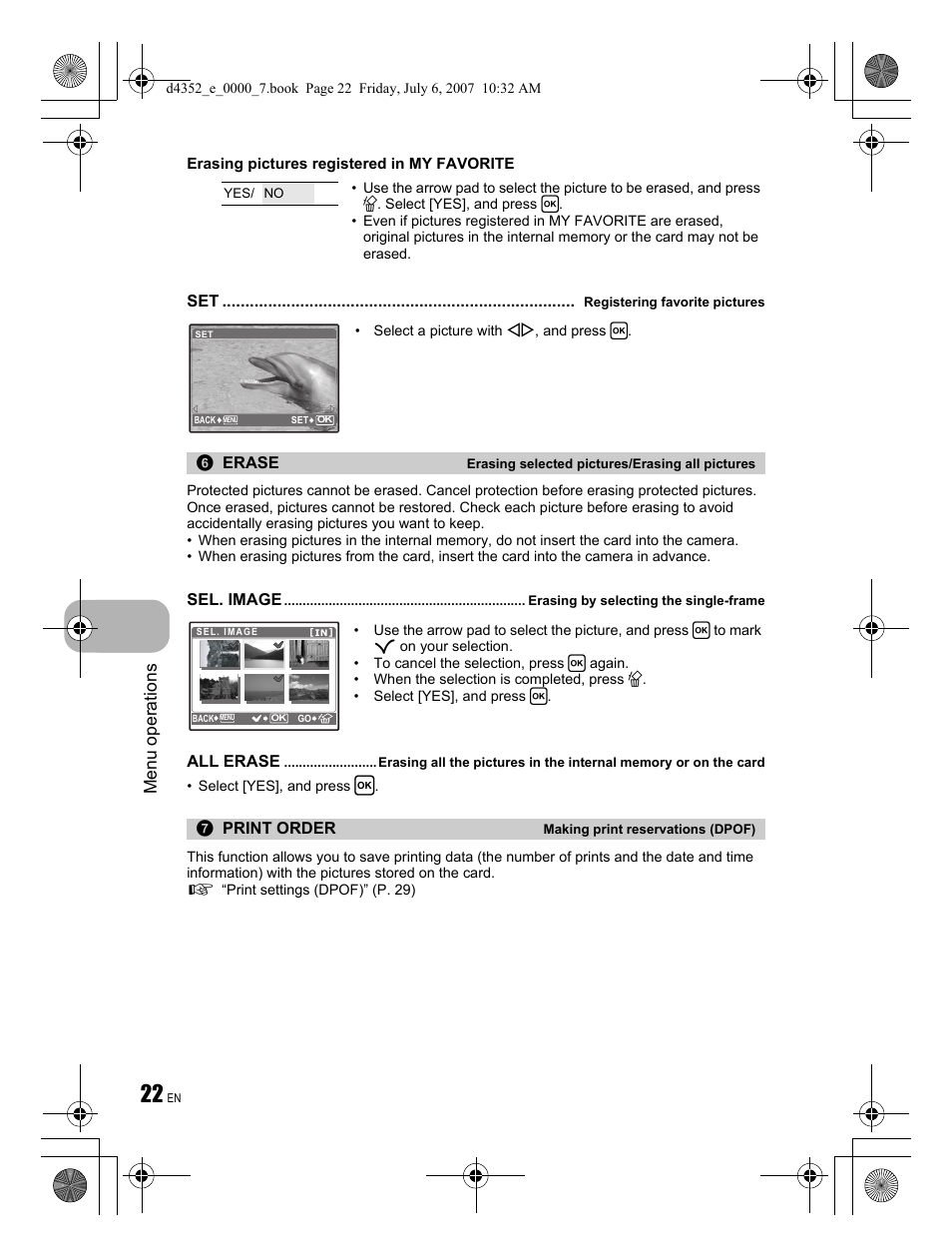 Menu operations | Olympus FE-270 User Manual | Page 22 / 60