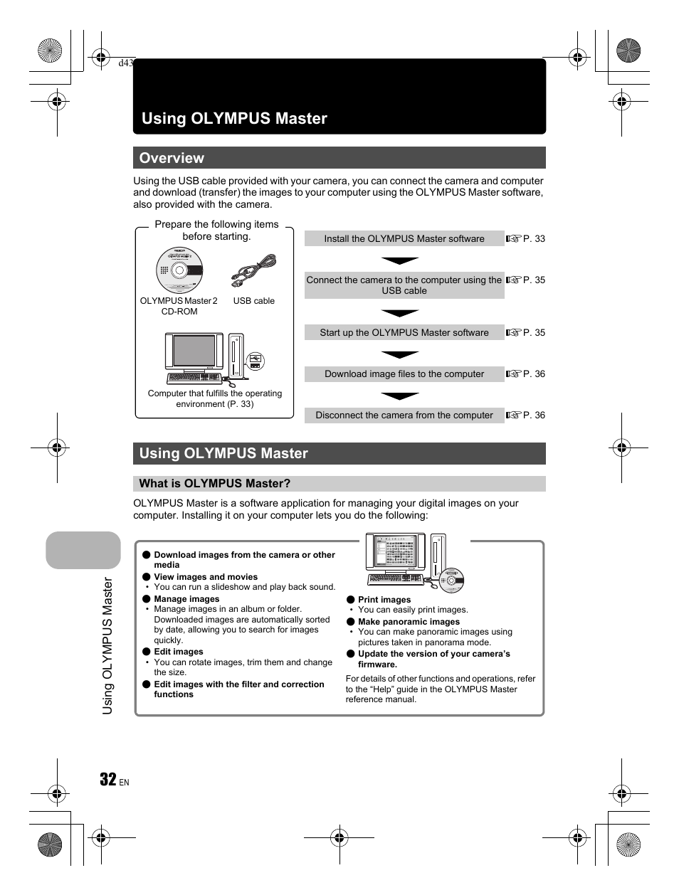 Overview, Using olympus master | Olympus FE-270 User Manual | Page 32 / 60