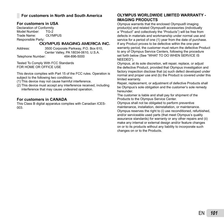 101 en | Olympus TG-2 iHS User Manual | Page 101 / 107