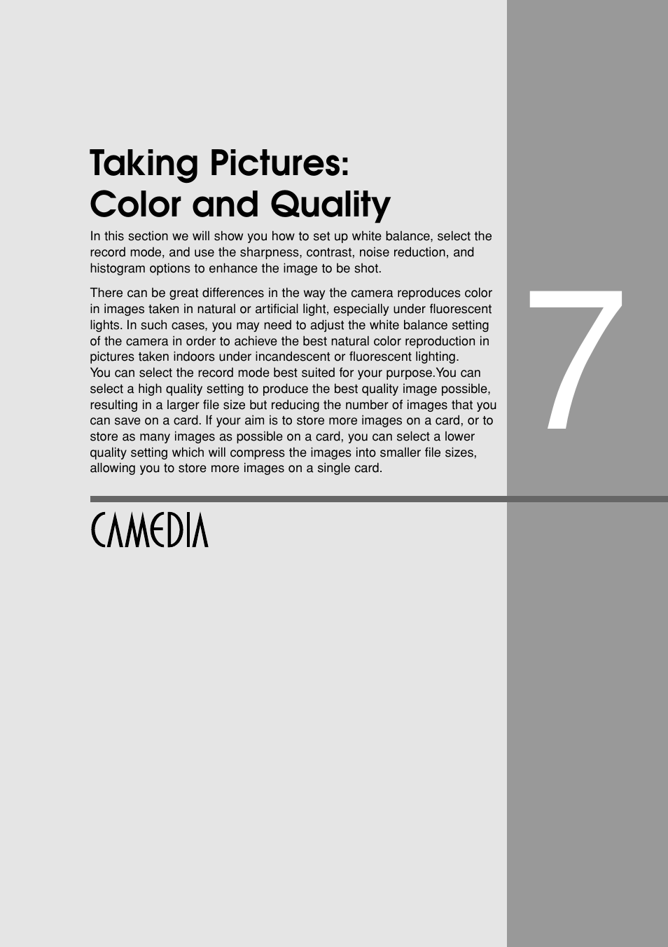 Taking pictures: color and quality, Color and quality | Olympus E-20N User Manual | Page 103 / 216
