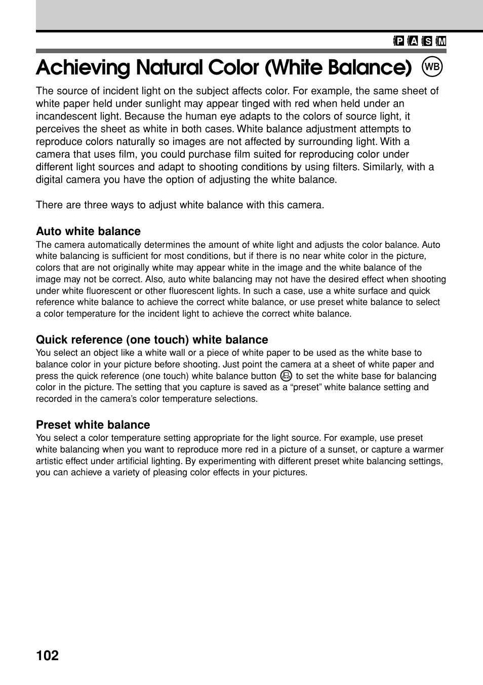 Achieving natural color (white balance) | Olympus E-20N User Manual | Page 104 / 216