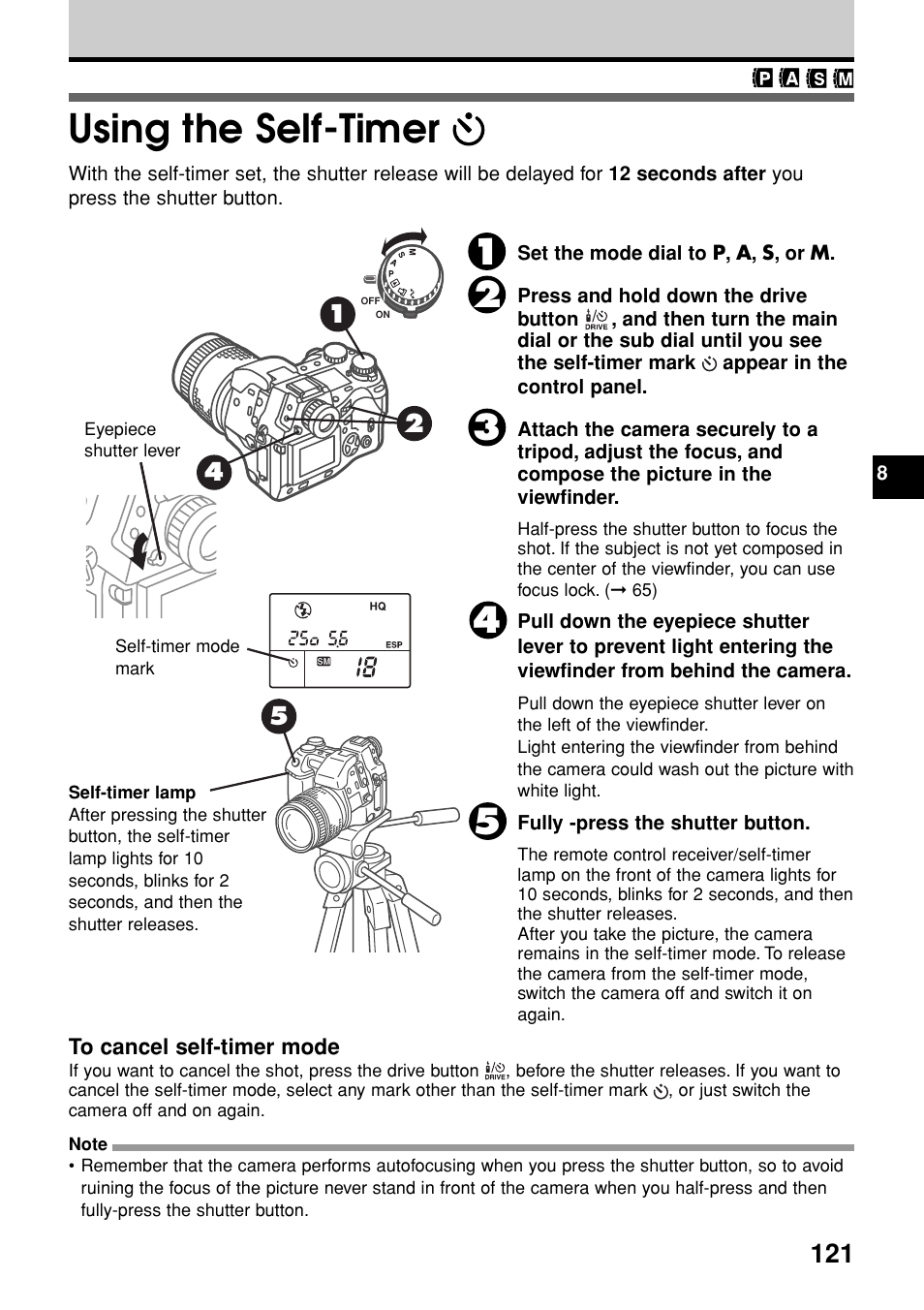 Using the self-timer | Olympus E-20N User Manual | Page 123 / 216