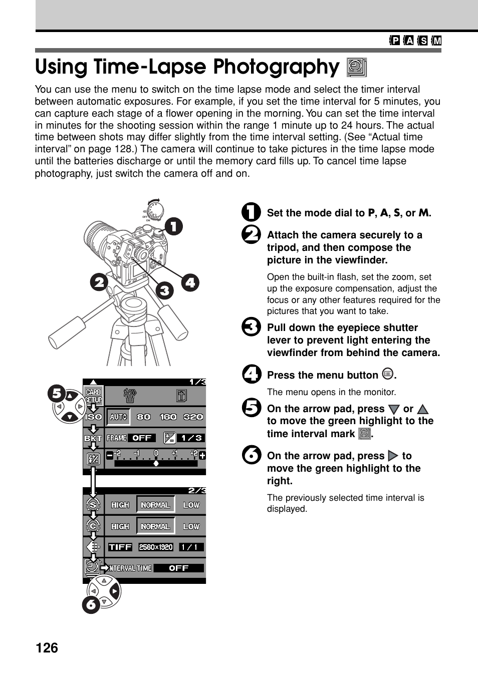 Using time-lapse photography | Olympus E-20N User Manual | Page 128 / 216