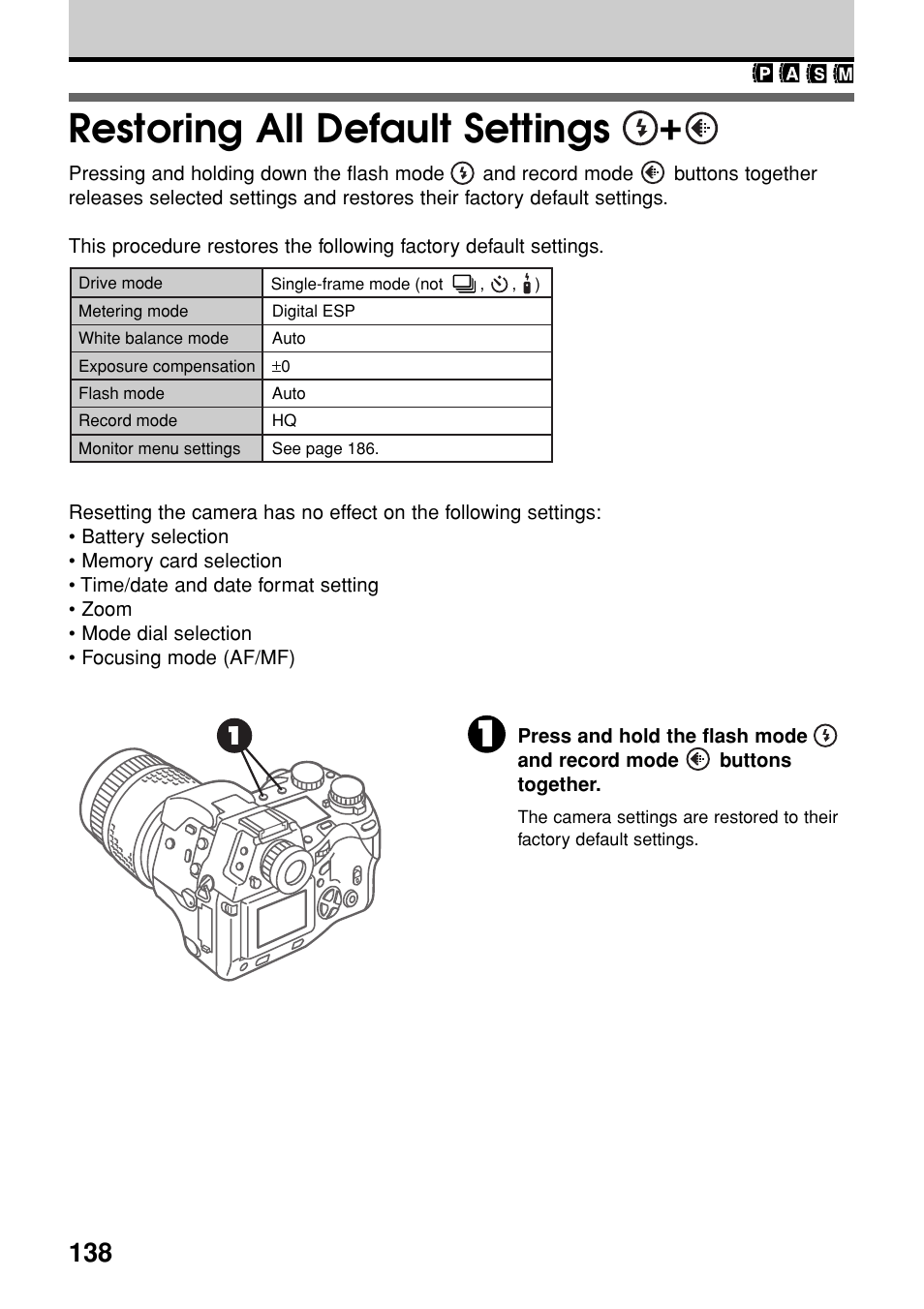 Restoring all default settings | Olympus E-20N User Manual | Page 140 / 216