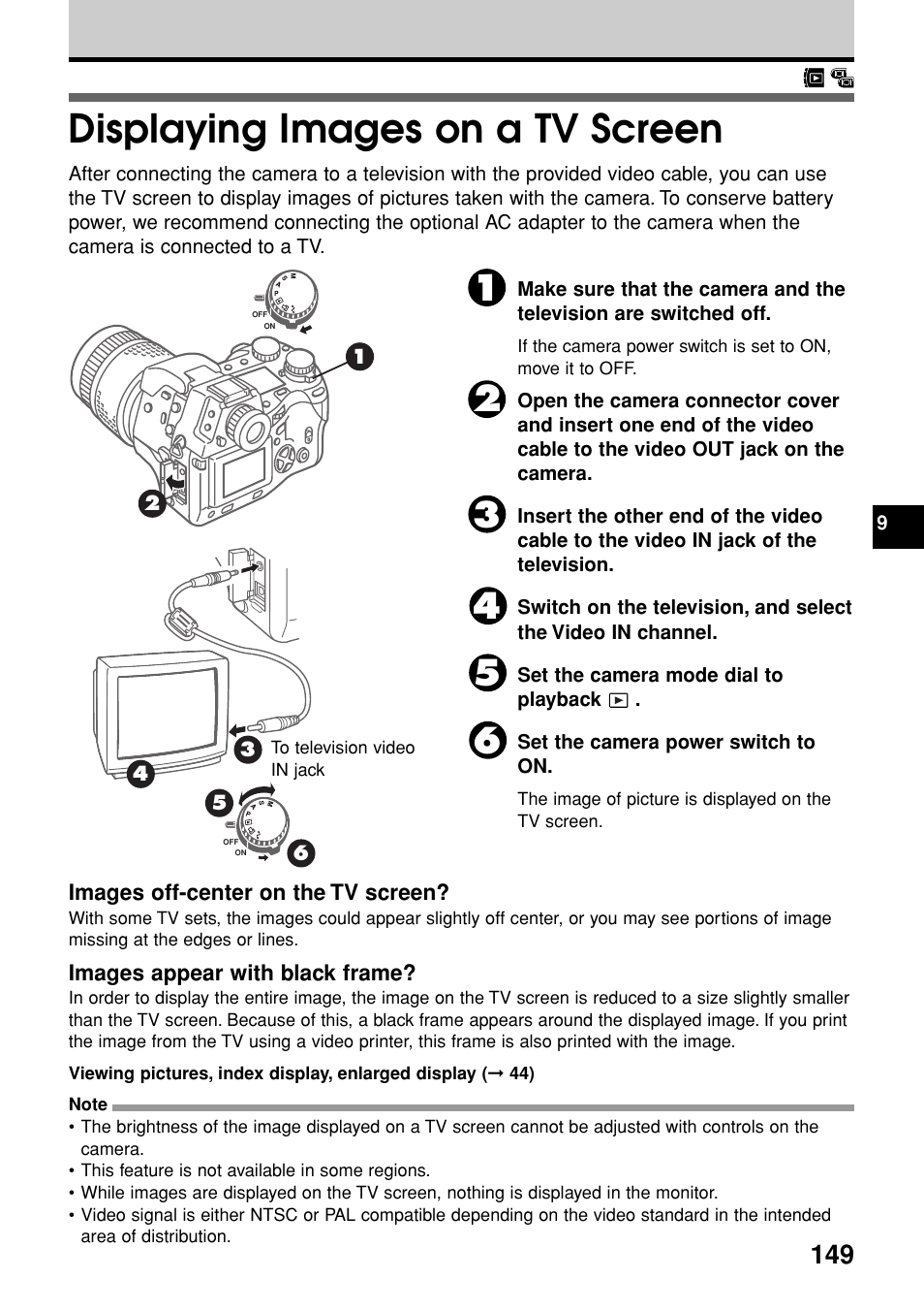 Displaying images on a tv screen | Olympus E-20N User Manual | Page 151 / 216