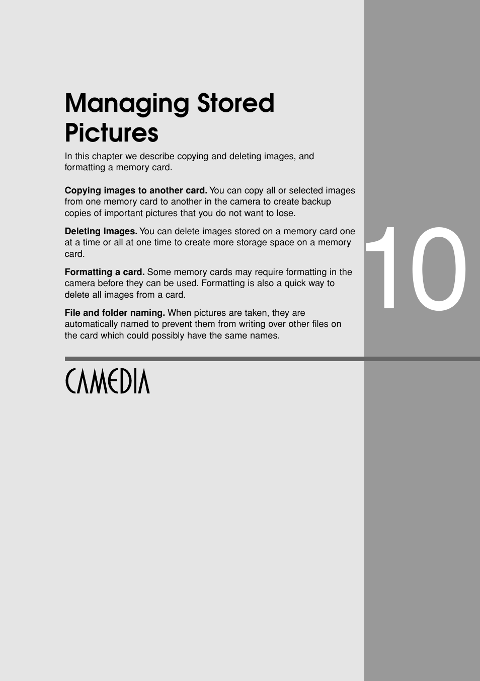 Managing stored pictures | Olympus E-20N User Manual | Page 153 / 216