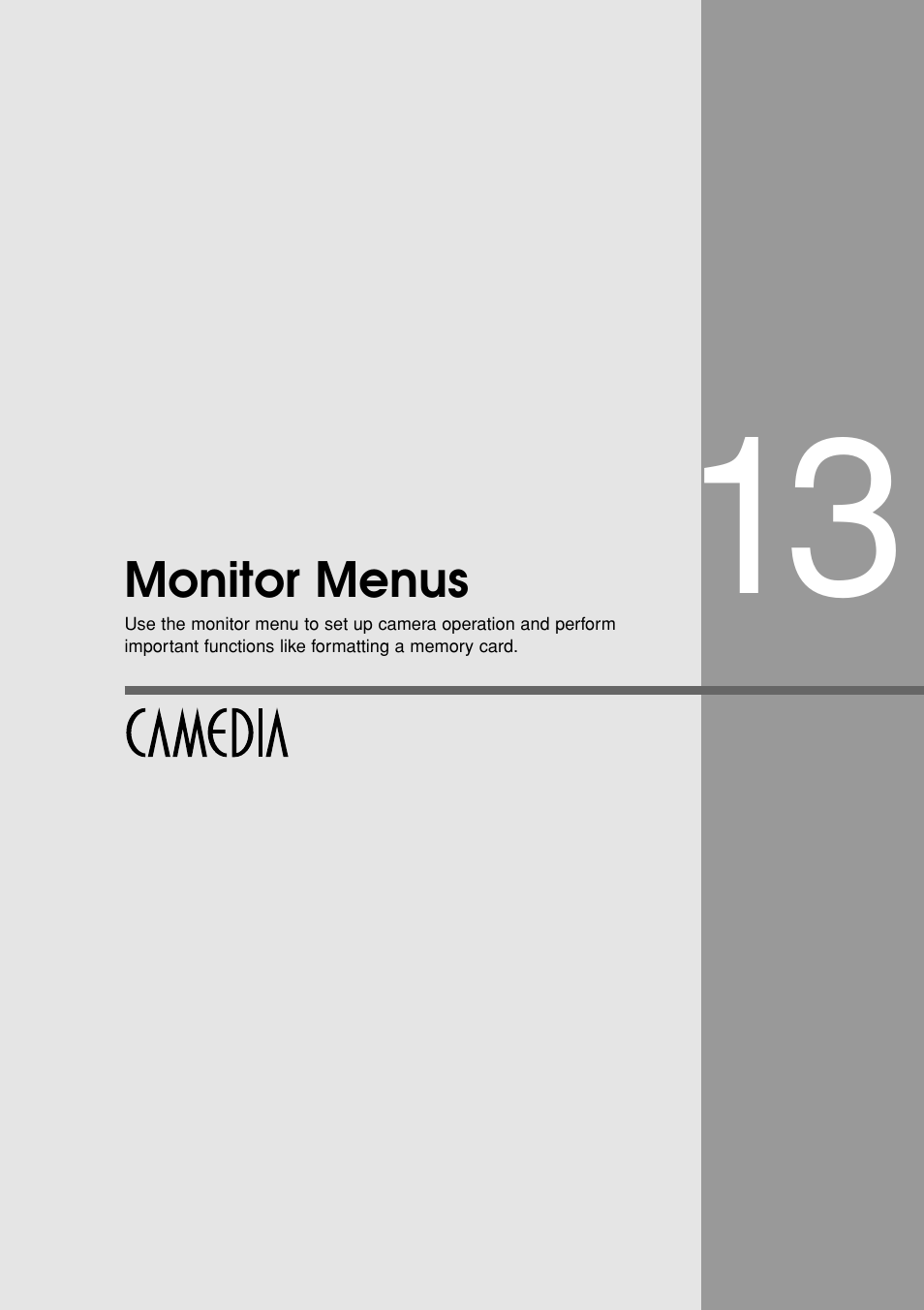 Monitor menus | Olympus E-20N User Manual | Page 187 / 216