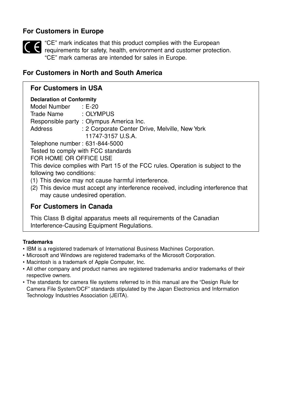 Olympus E-20N User Manual | Page 2 / 216