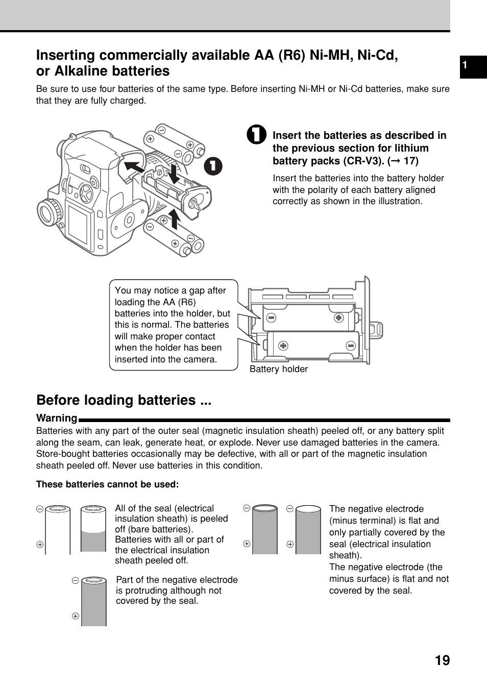 Before loading batteries | Olympus E-20N User Manual | Page 21 / 216