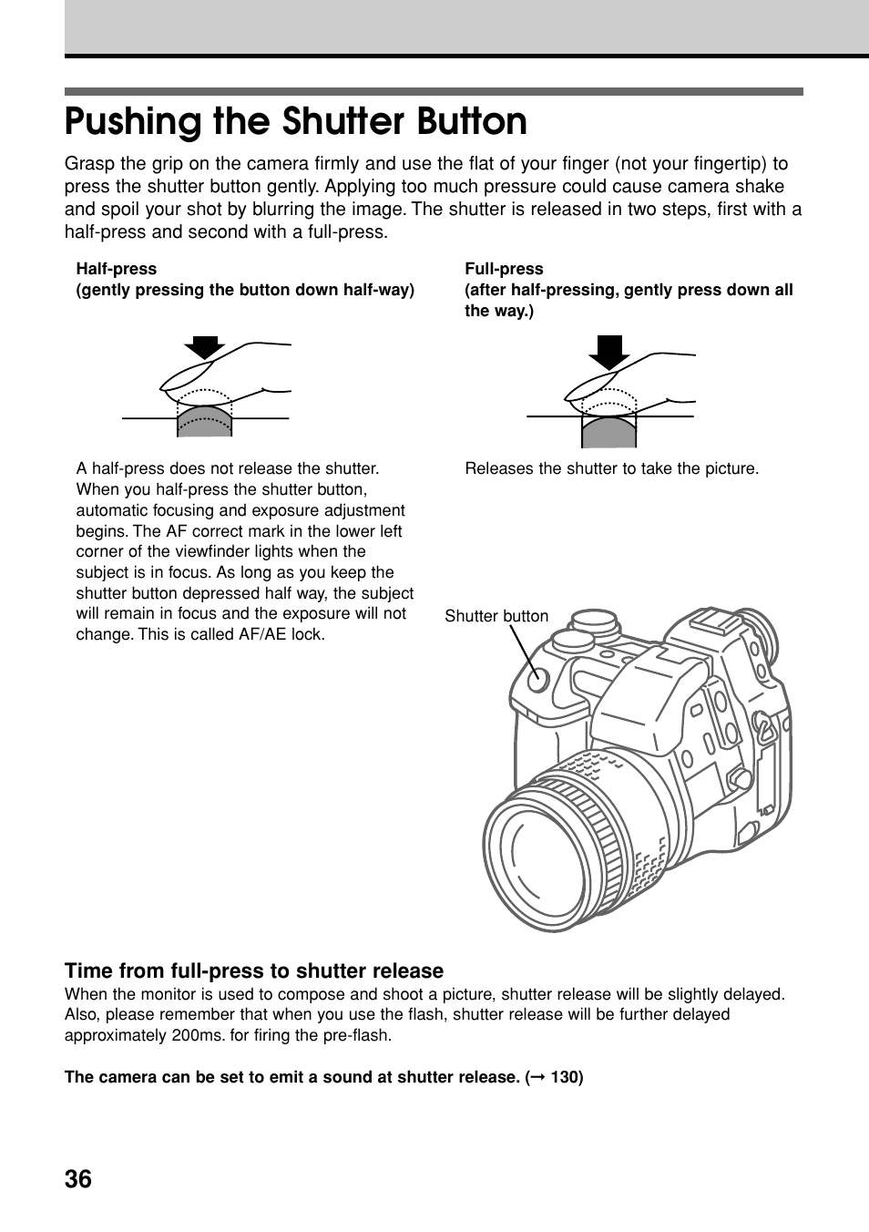 Pushing the shutter button | Olympus E-20N User Manual | Page 38 / 216