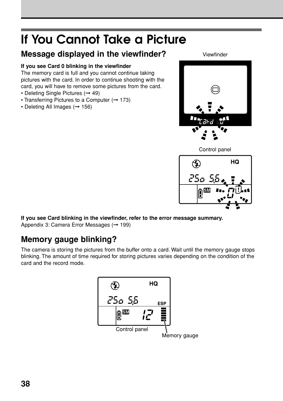 If you cannot take a picture, Message displayed in the viewfinder | Olympus E-20N User Manual | Page 40 / 216