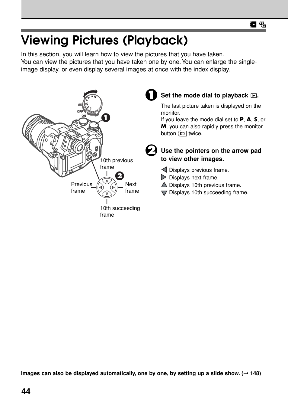 Viewing pictures (playback) | Olympus E-20N User Manual | Page 46 / 216