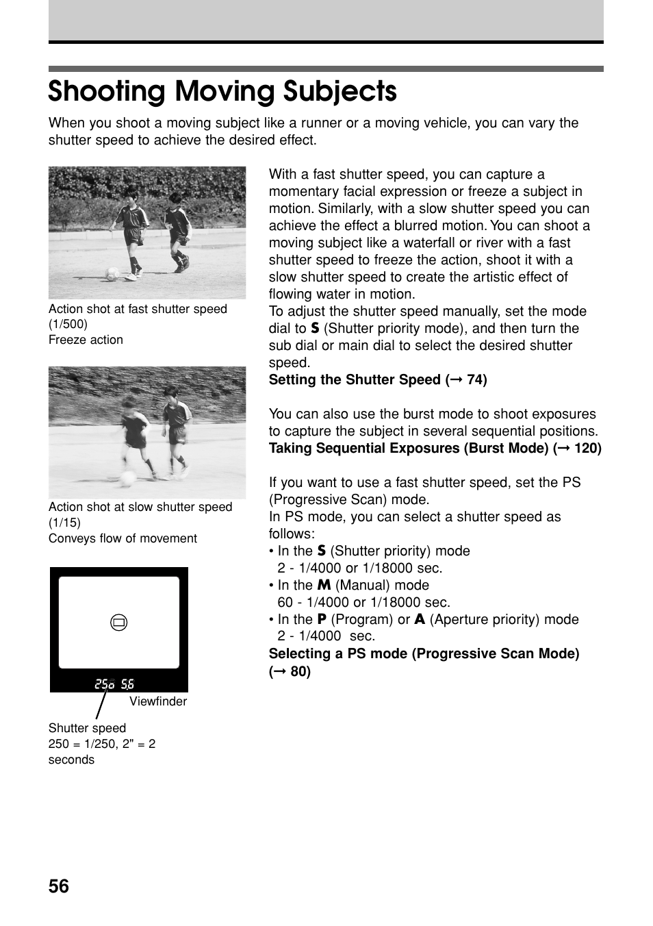 Shooting moving subjects | Olympus E-20N User Manual | Page 58 / 216
