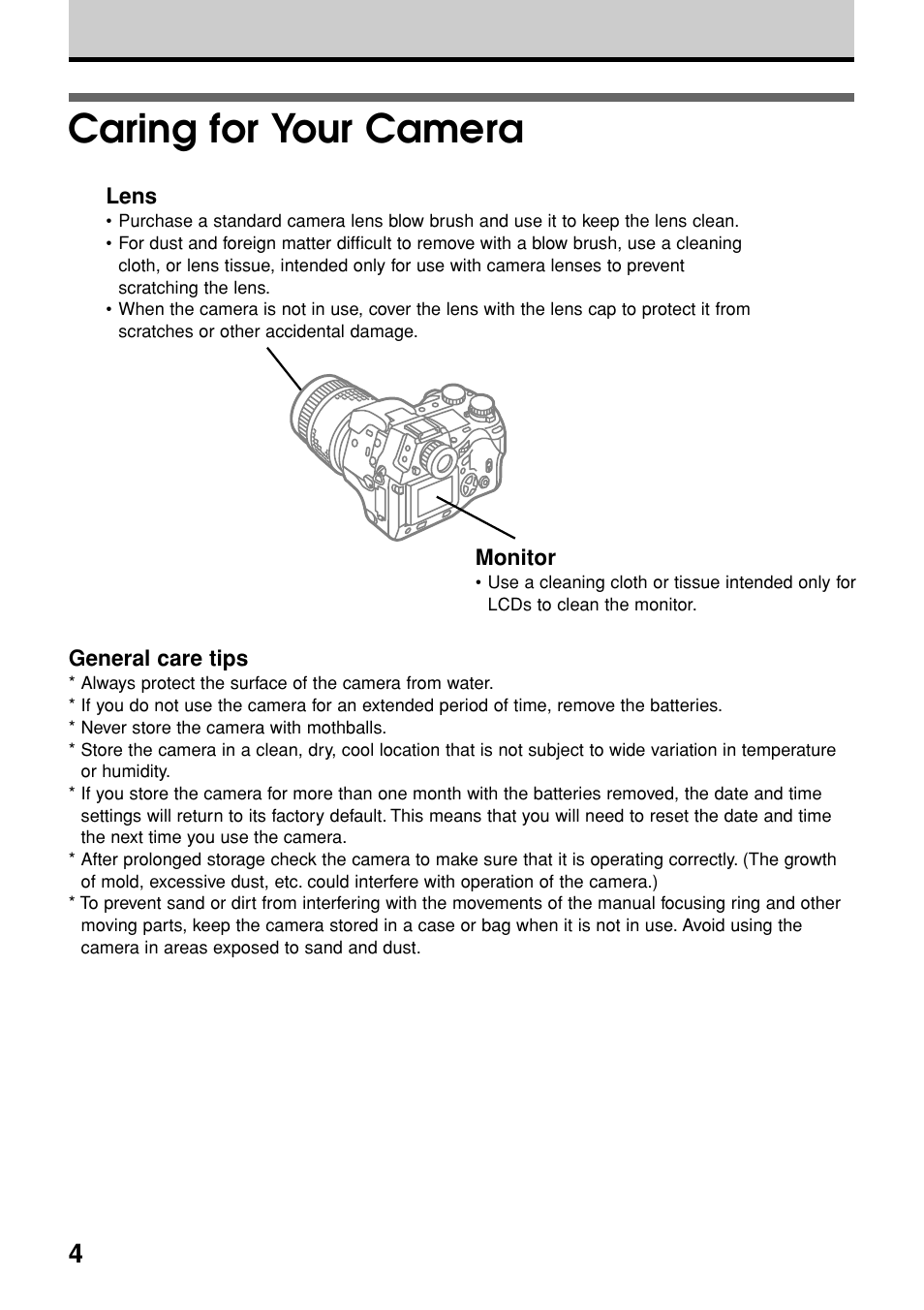Caring for your camera | Olympus E-20N User Manual | Page 6 / 216