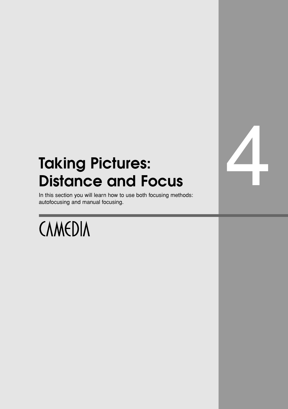 Taking pictures: distance and focus, Distance and focus | Olympus E-20N User Manual | Page 65 / 216