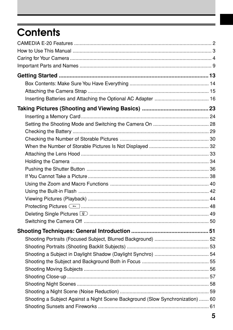 Olympus E-20N User Manual | Page 7 / 216