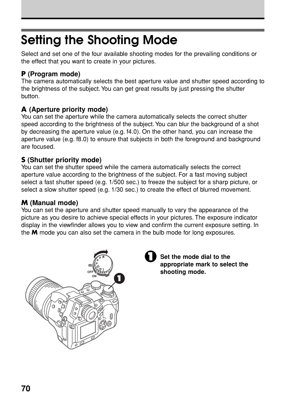 Setting the shooting mode | Olympus E-20N User Manual | Page 72 / 216