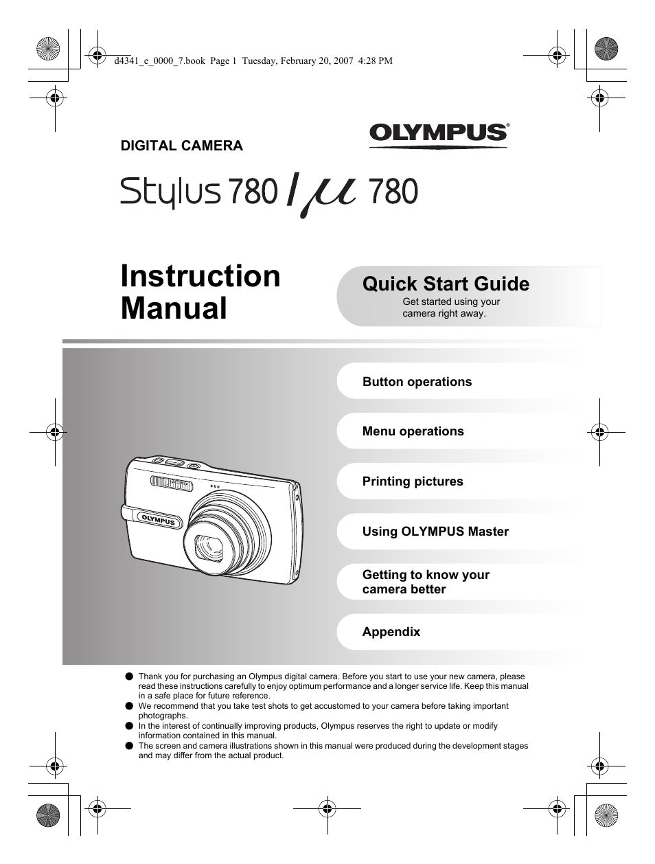 Olympus Stylus 780 User Manual | 84 pages