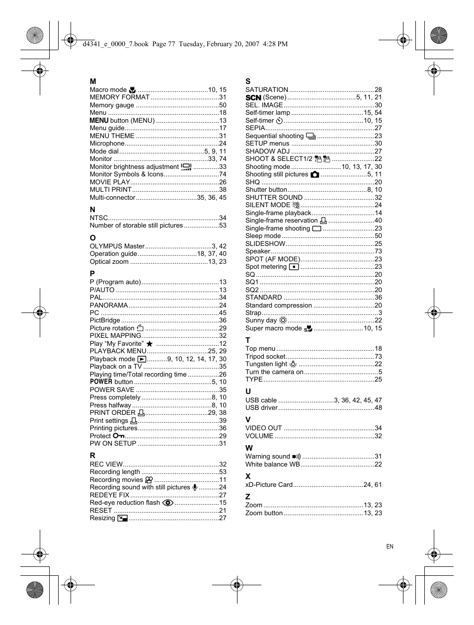 Olympus Stylus 780 User Manual | Page 77 / 84