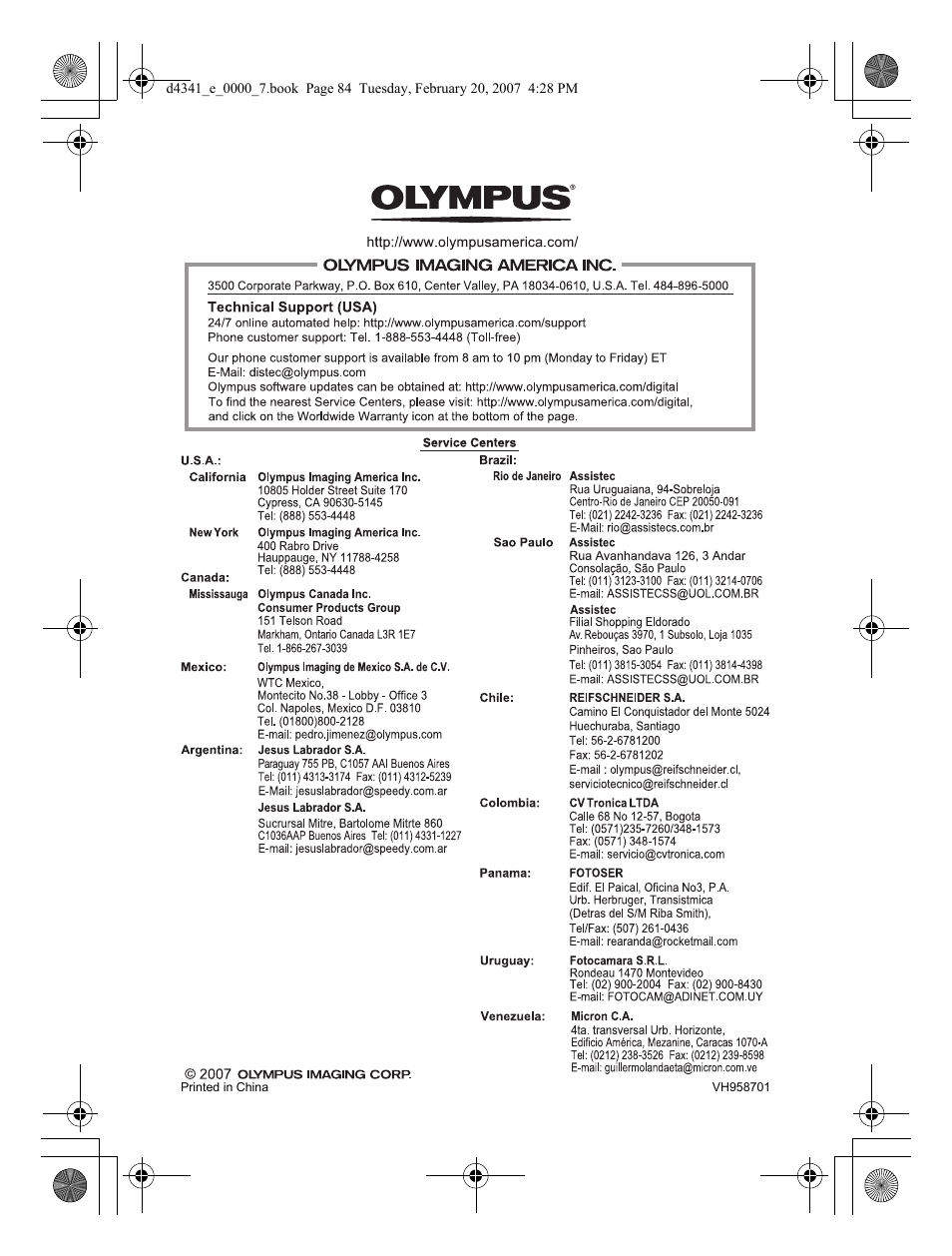 Olympus Stylus 780 User Manual | Page 84 / 84