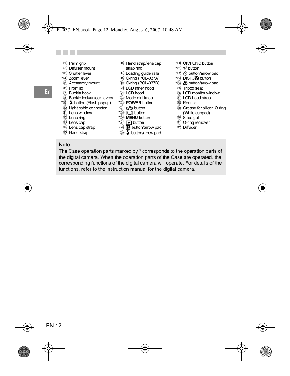 En 12 | Olympus PT-037 User Manual | Page 12 / 43