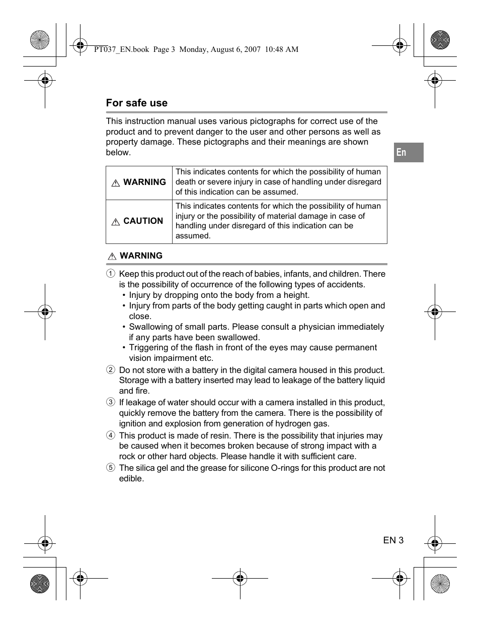 Olympus PT-037 User Manual | Page 3 / 43