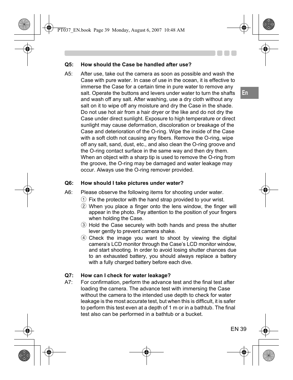 Olympus PT-037 User Manual | Page 39 / 43