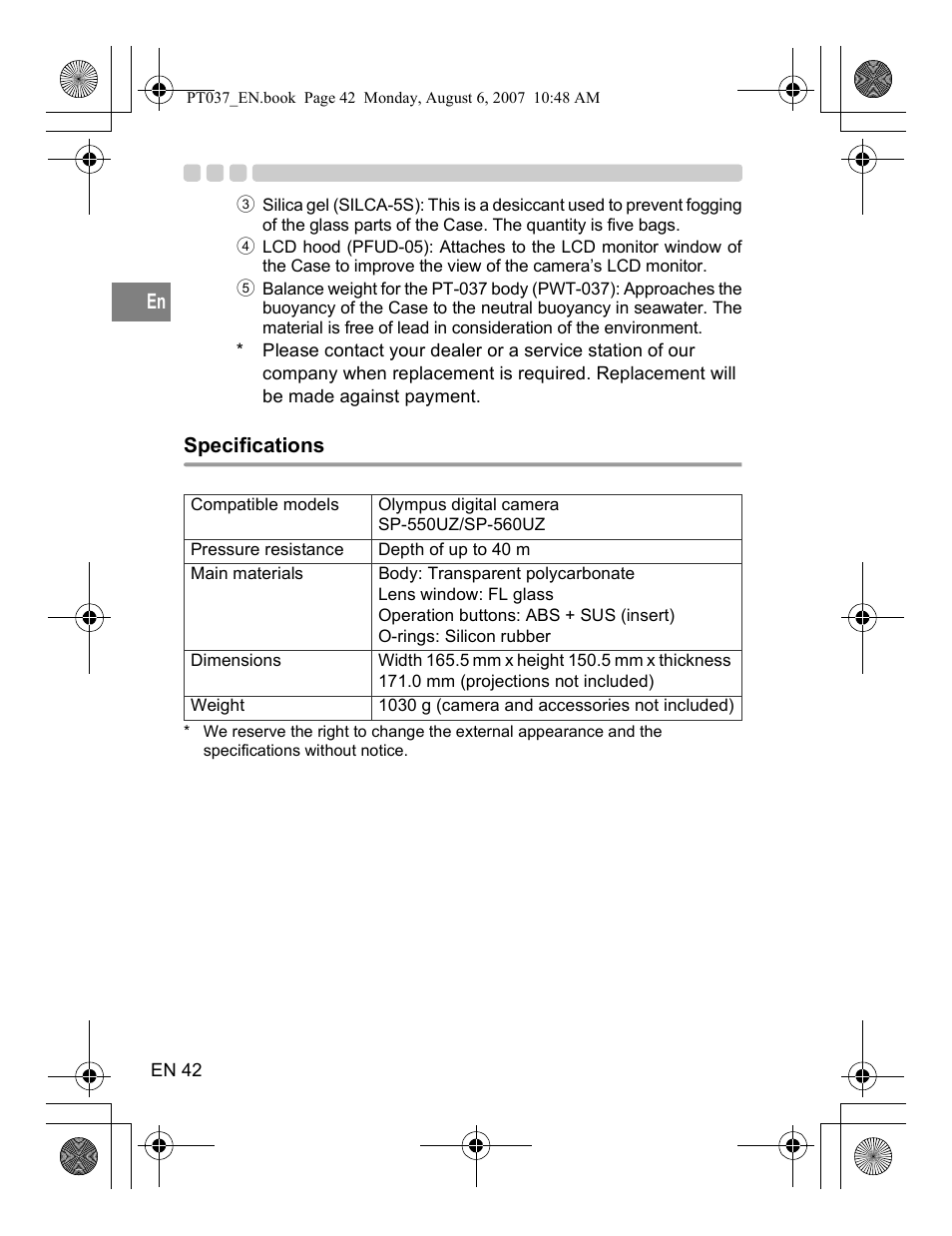 Olympus PT-037 User Manual | Page 42 / 43