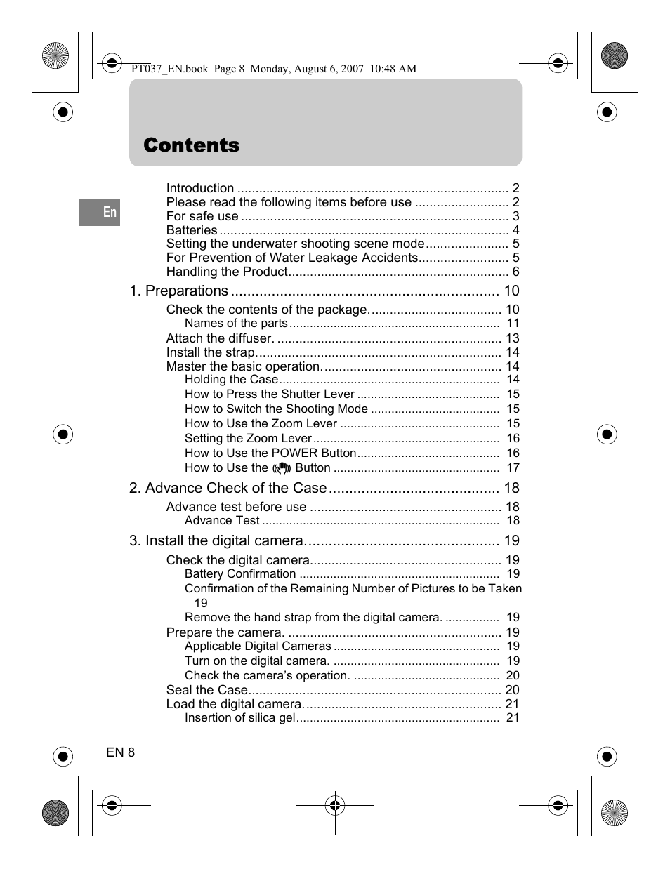 Olympus PT-037 User Manual | Page 8 / 43