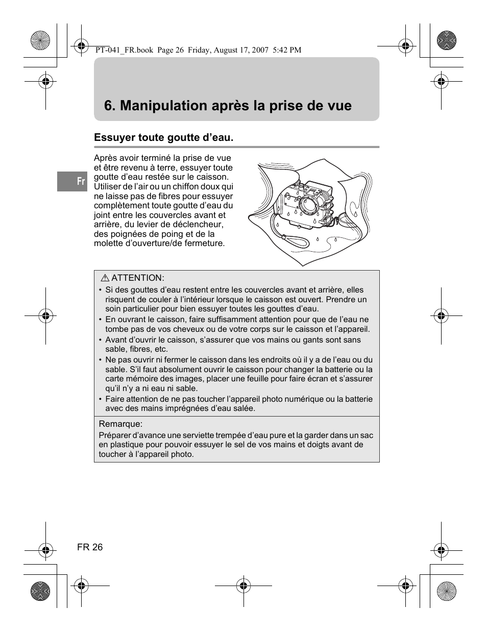 Manipulation après la prise de vue | Olympus PT-041 User Manual | Page 102 / 268