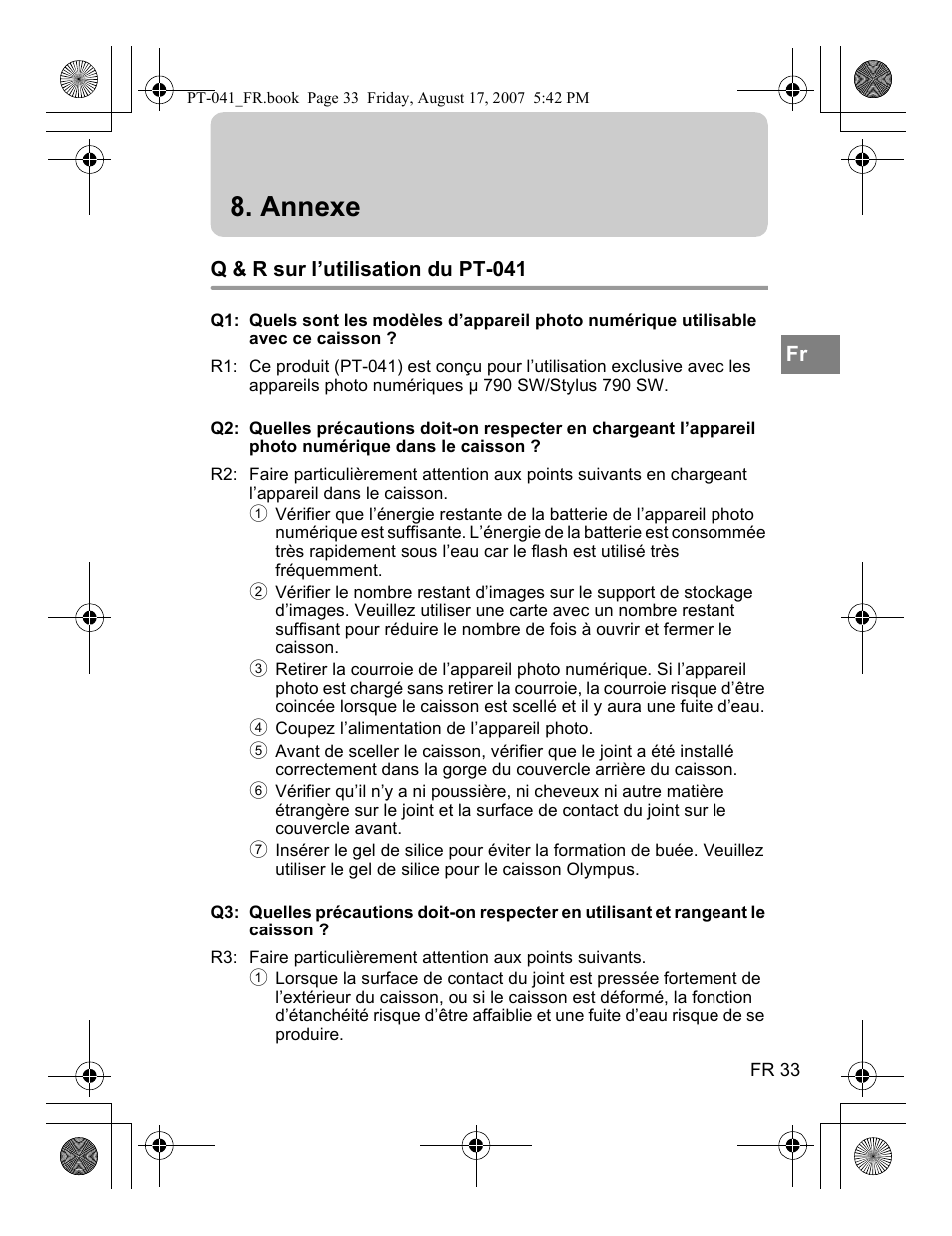 Annexe | Olympus PT-041 User Manual | Page 109 / 268