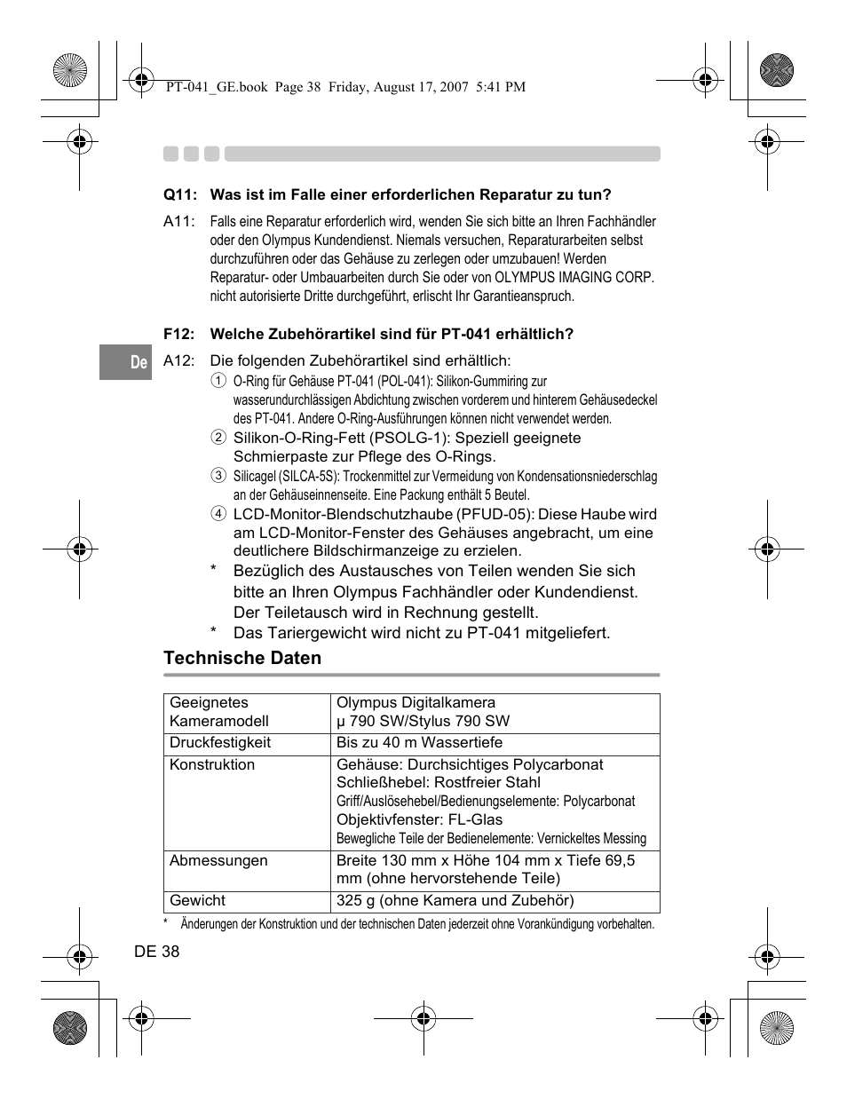 Olympus PT-041 User Manual | Page 152 / 268