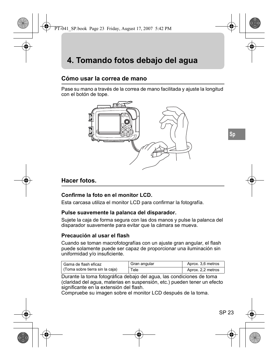 Tomando fotos debajo del agua | Olympus PT-041 User Manual | Page 175 / 268