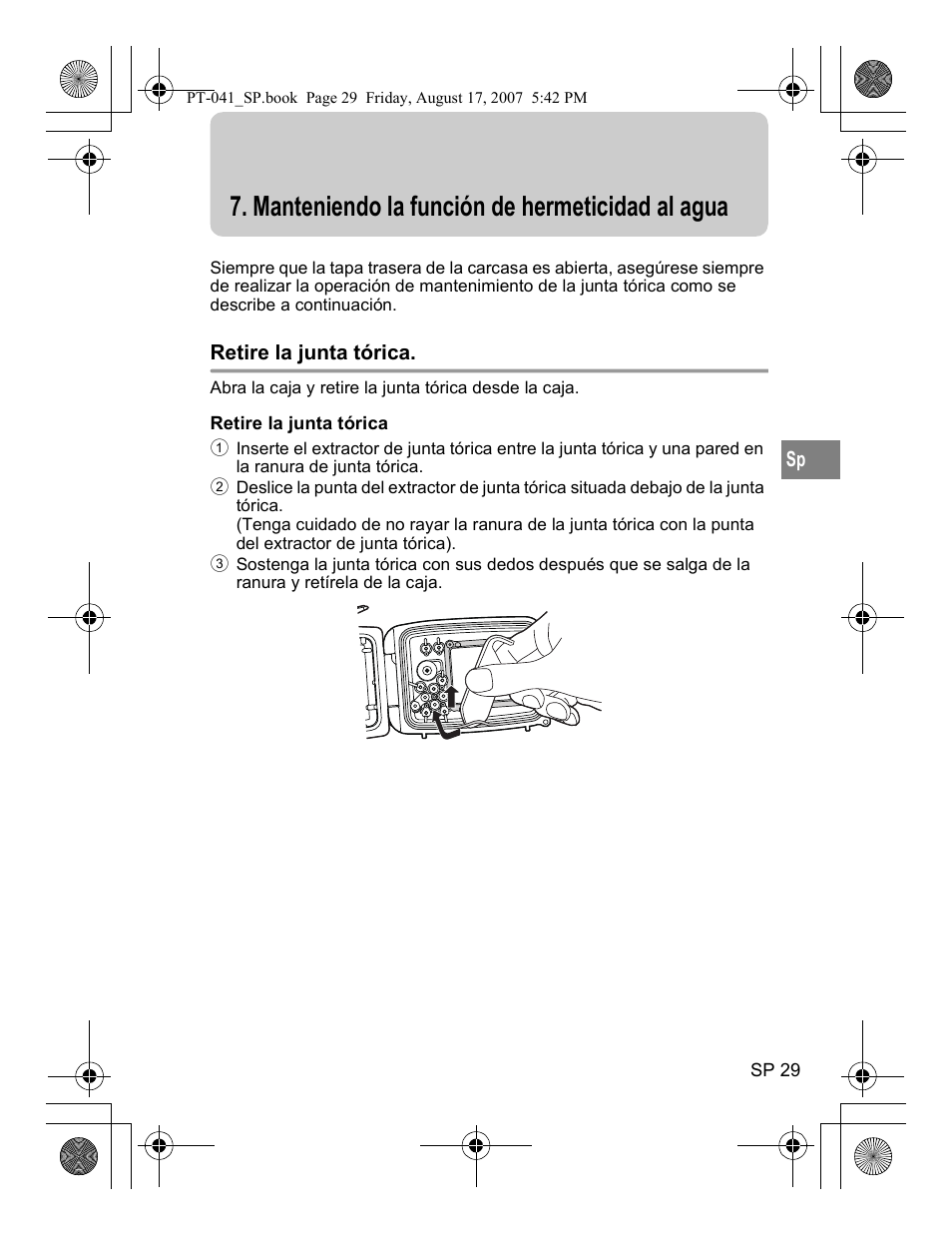 Manteniendo la función de hermeticidad al agua | Olympus PT-041 User Manual | Page 181 / 268