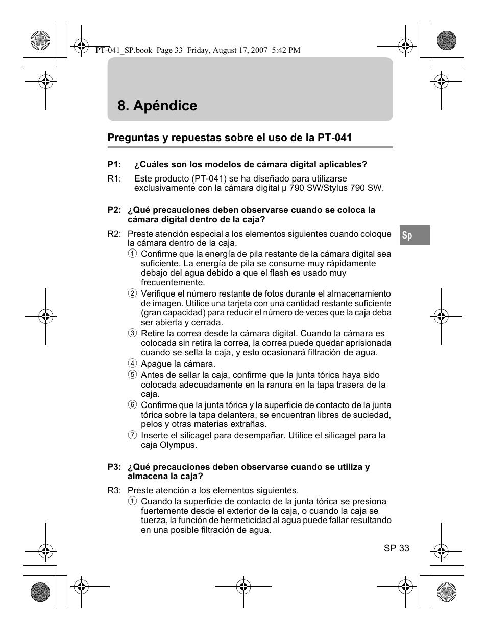Apéndice | Olympus PT-041 User Manual | Page 185 / 268