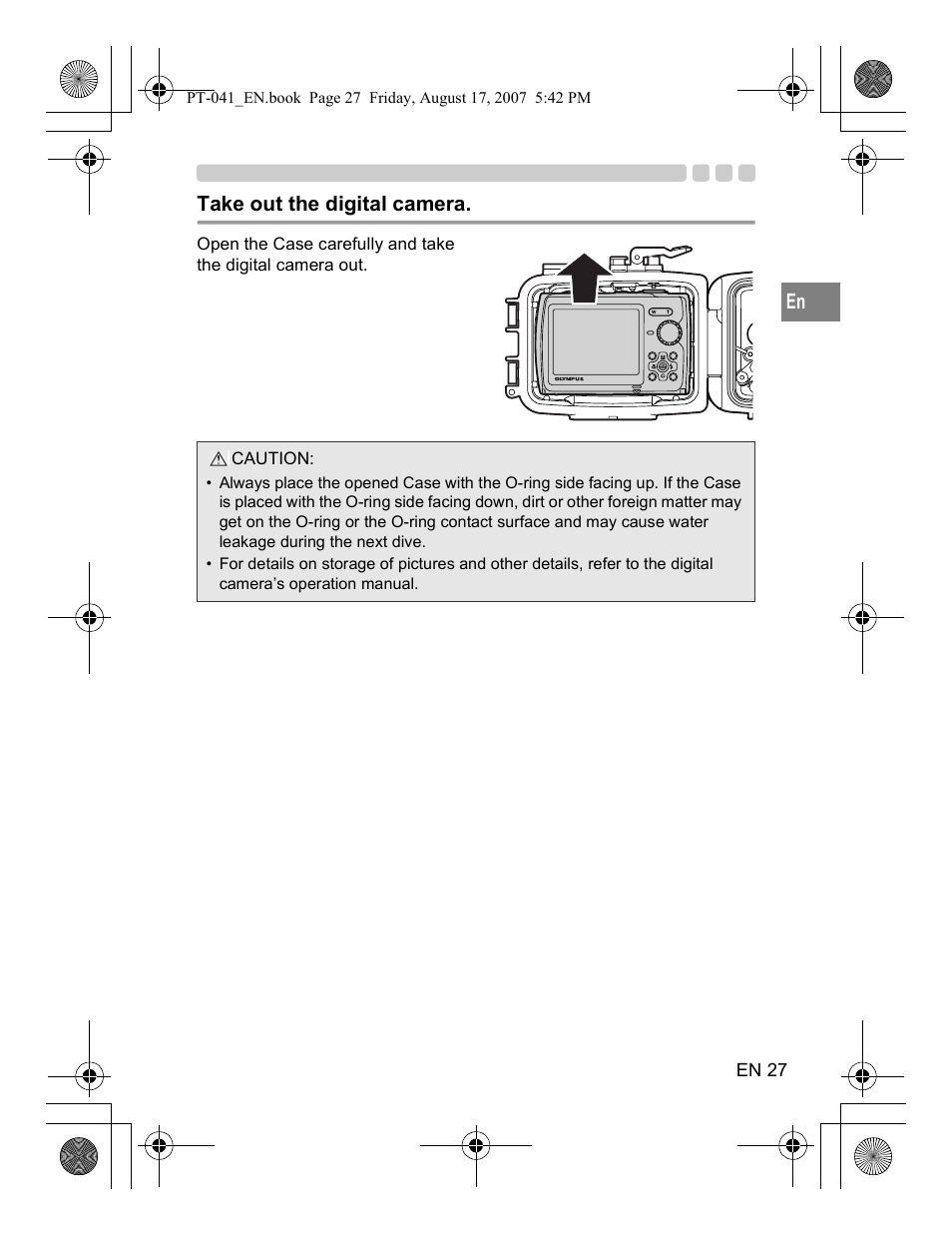 Take out the digital camera | Olympus PT-041 User Manual | Page 65 / 268