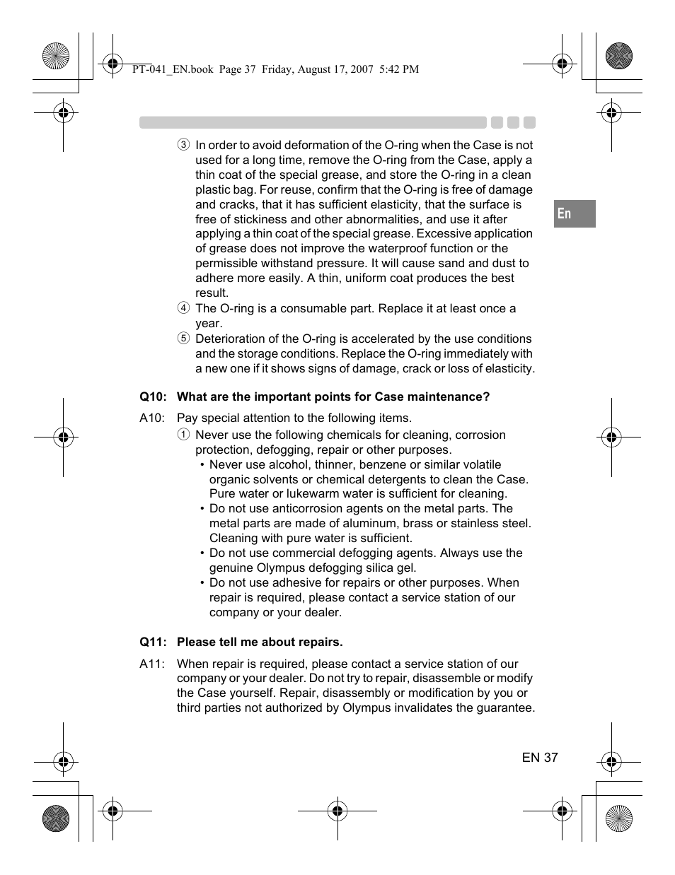 Olympus PT-041 User Manual | Page 75 / 268