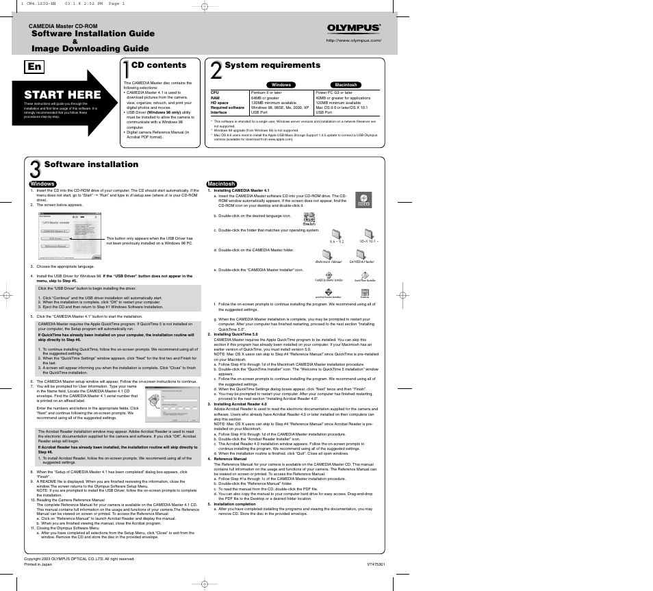 Olympus Stylus 400 Digital User Manual | 2 pages