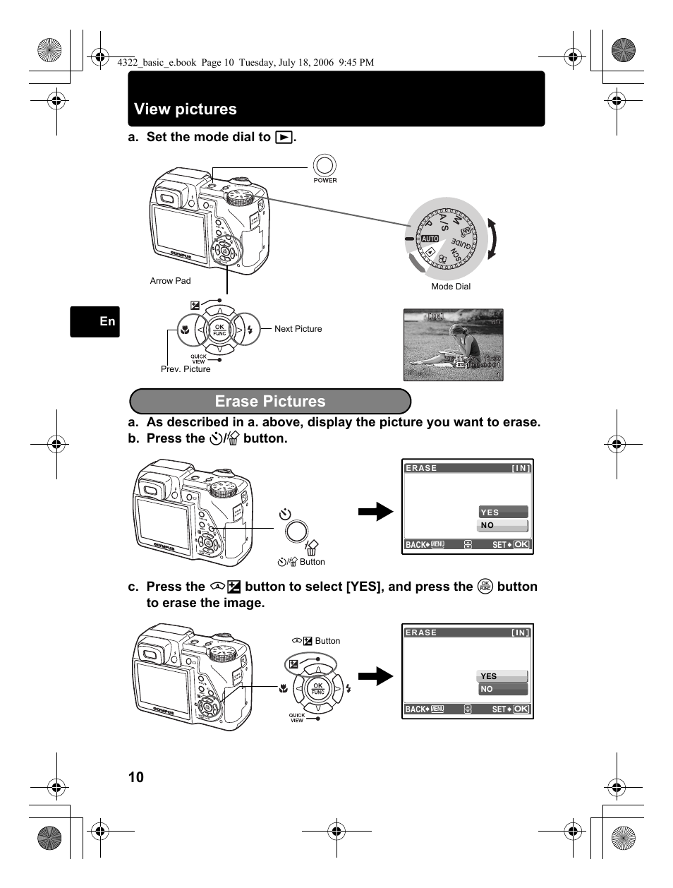 View pictures, Erase pictures | Olympus SP-510 UZ User Manual | Page 10 / 76