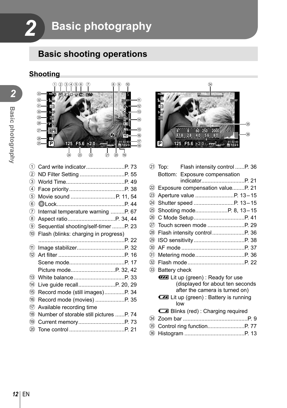 Basic photography, Basic shooting operations, Shooting | 12 en basic photography | Olympus XZ-10 User Manual | Page 12 / 89