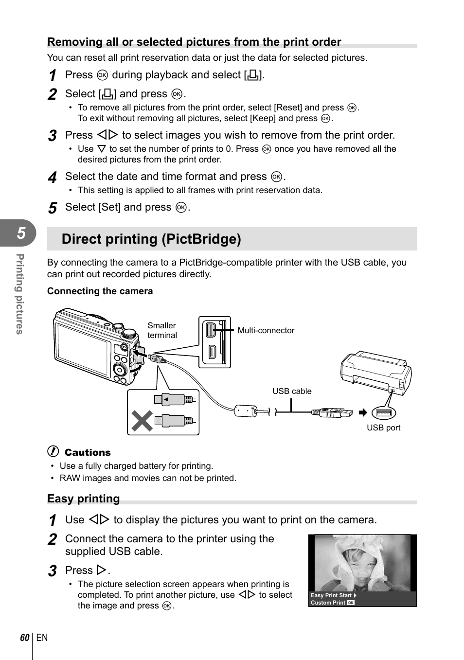 Direct printing (pictbridge) | Olympus XZ-10 User Manual | Page 60 / 89