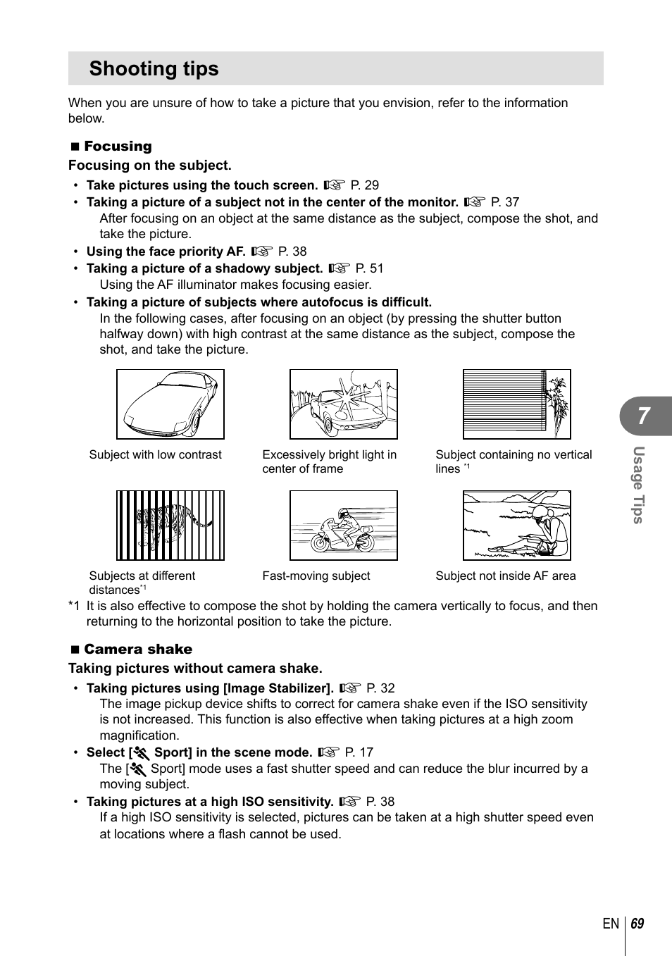 Shooting tips | Olympus XZ-10 User Manual | Page 69 / 89