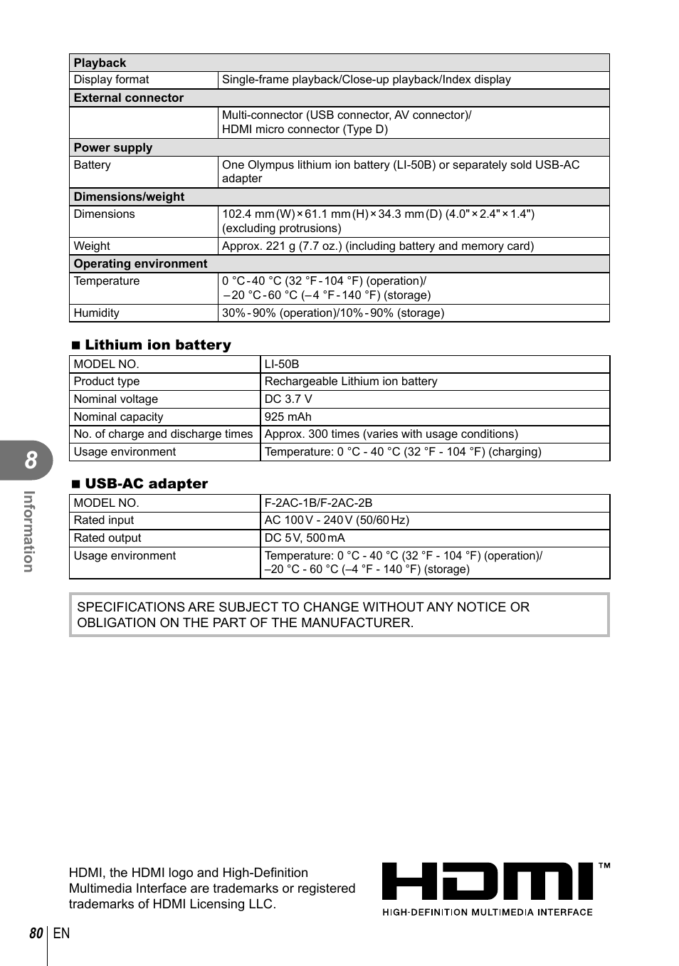 80 en information | Olympus XZ-10 User Manual | Page 80 / 89