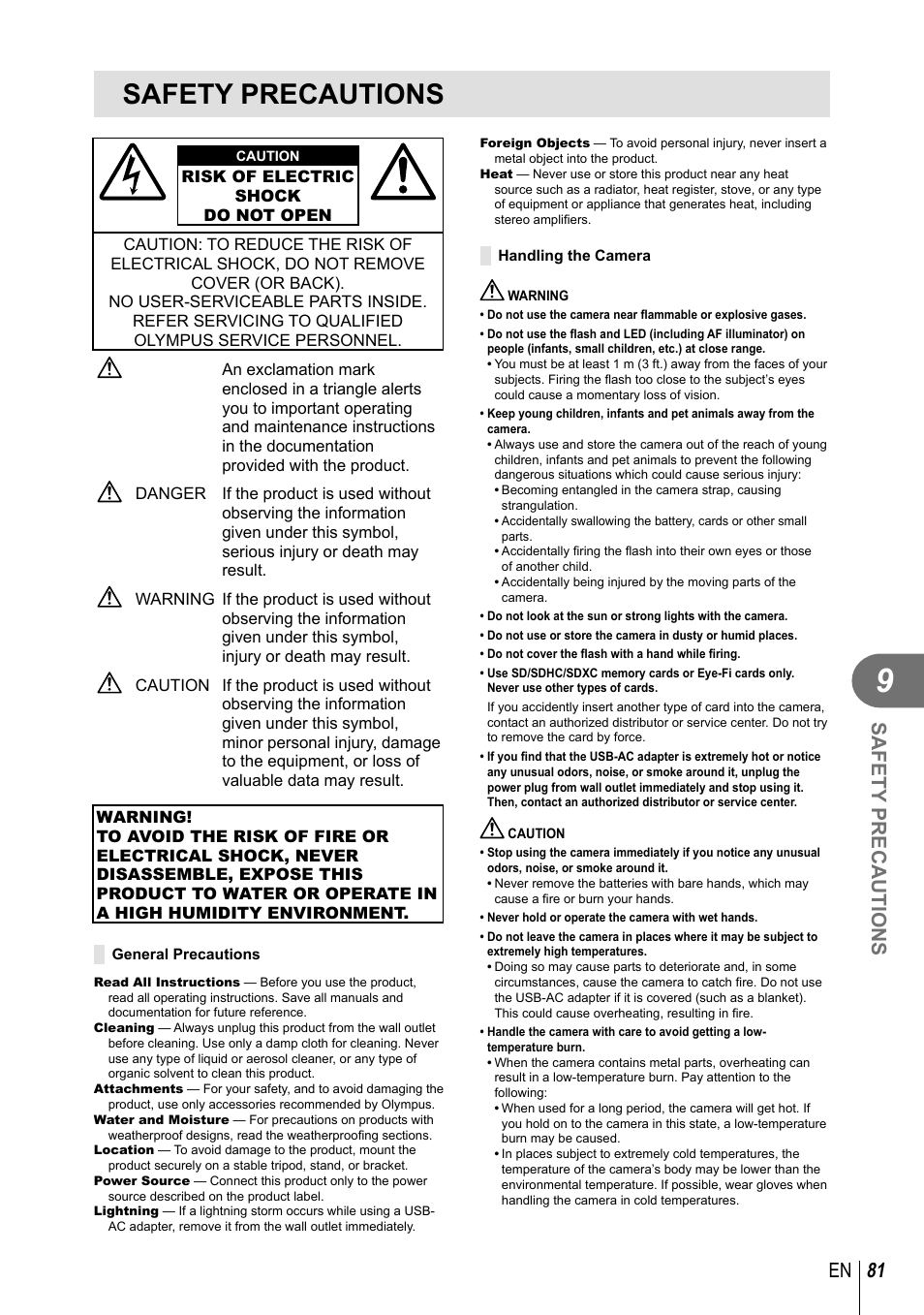 Safety precautions, 81 en safety precautions | Olympus XZ-10 User Manual | Page 81 / 89