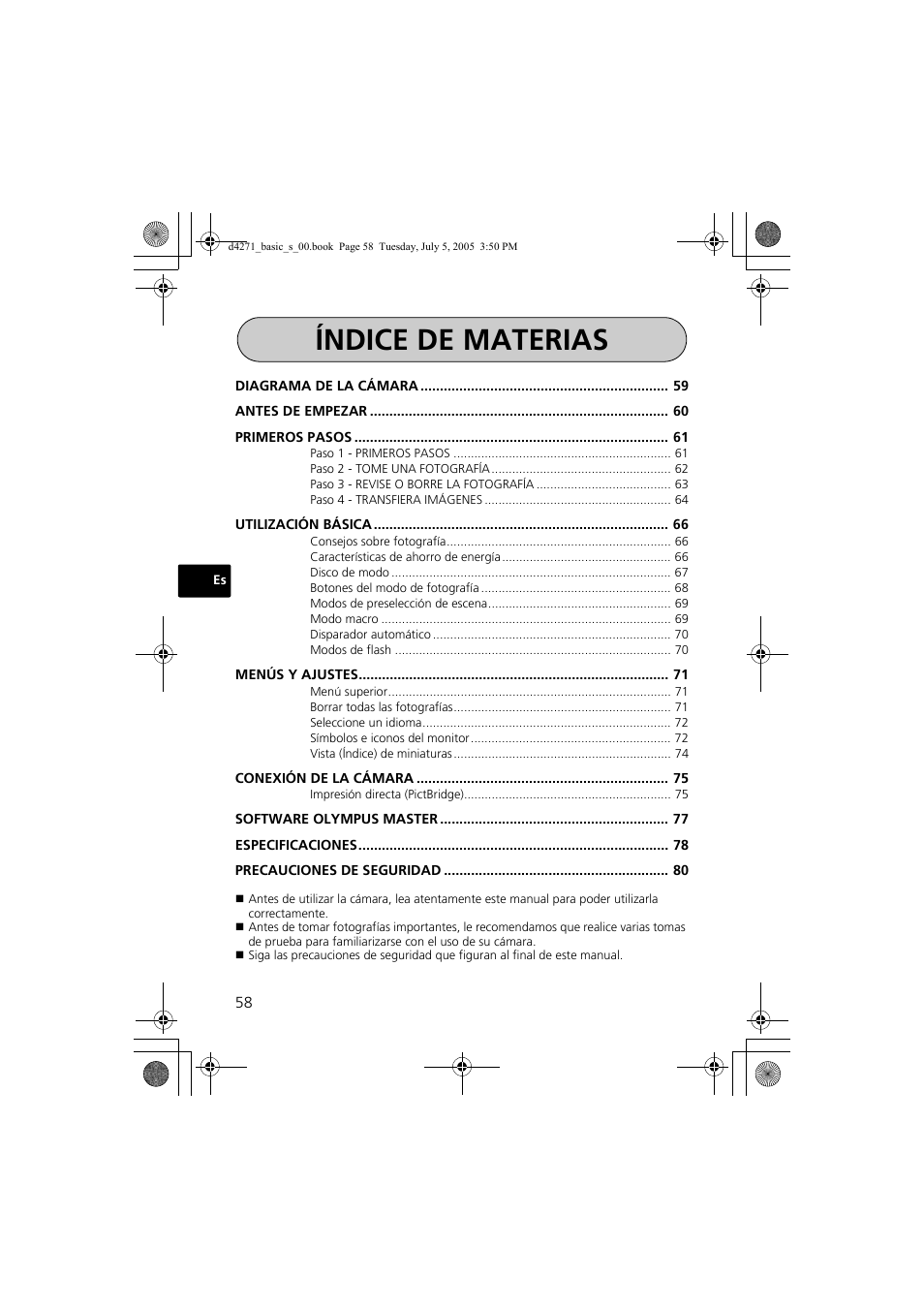 Índice de materias | Olympus FE-120 User Manual | Page 58 / 116