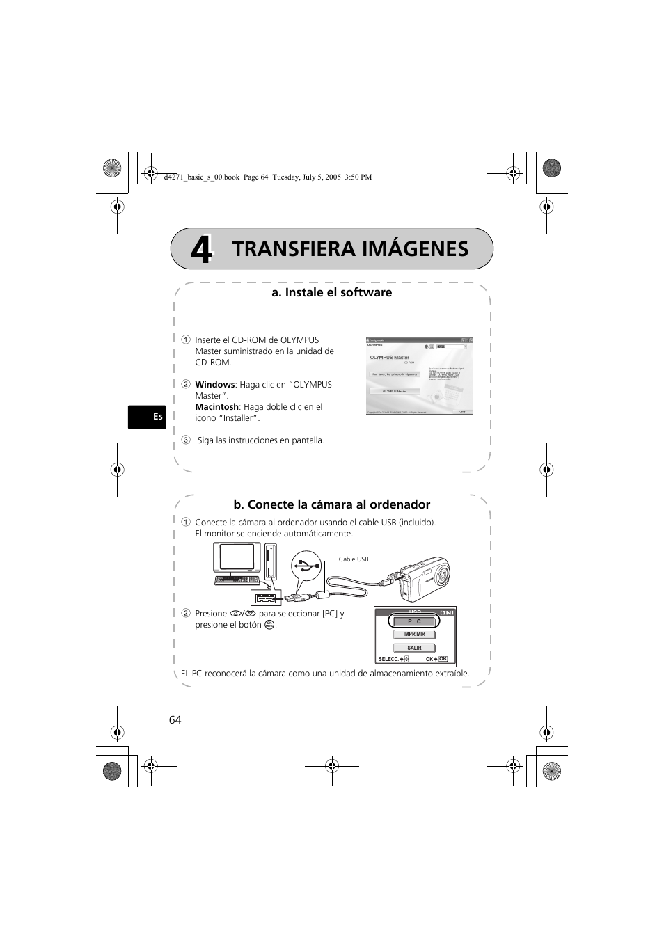 Transfiera imágenes | Olympus FE-120 User Manual | Page 64 / 116