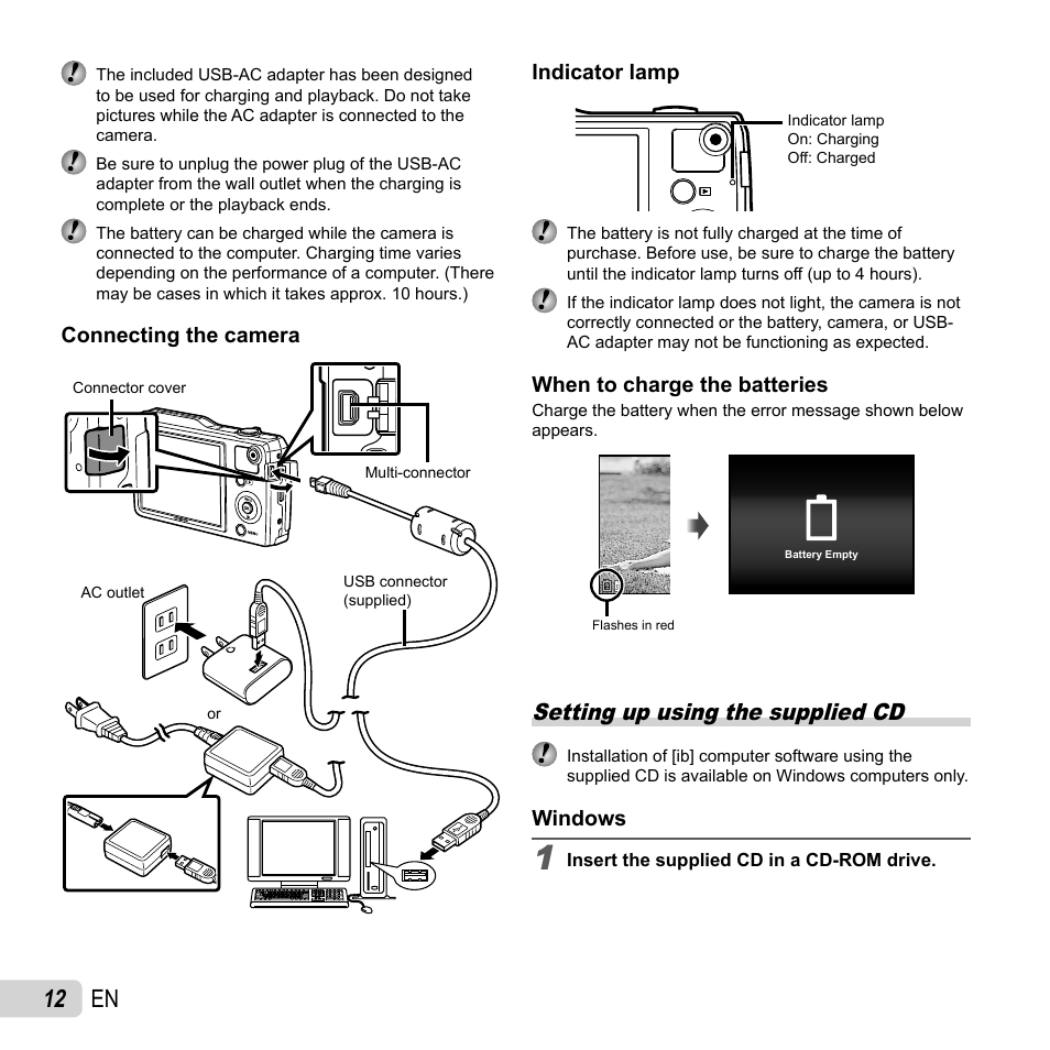 12 en, Setting up using the supplied cd | Olympus VG-170 User Manual | Page 12 / 71